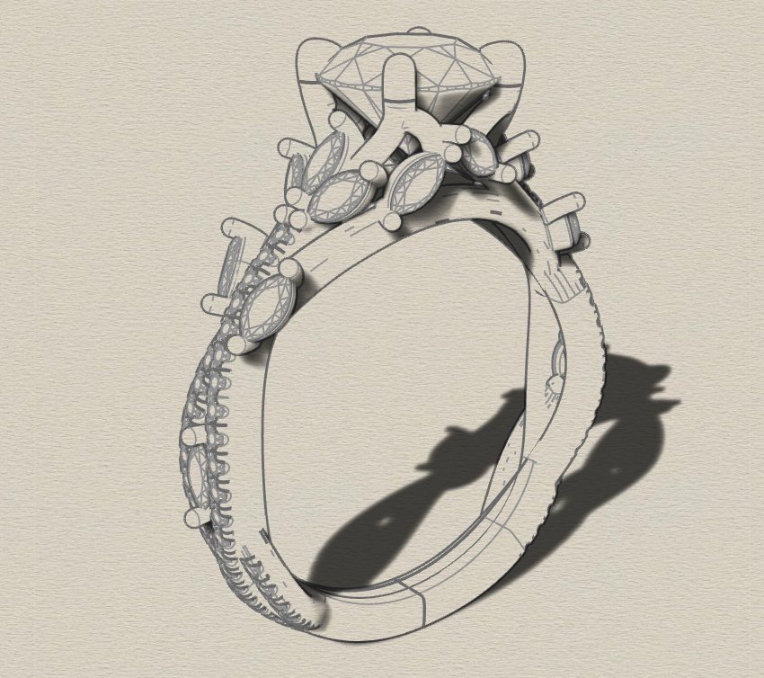 Hand sketch of an engagement ring